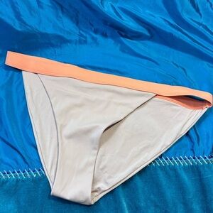 Women’s XL Swimsuit Bottom By Onia Beige and Orange Bikini Hi Cut Lined 4342 G